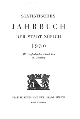 Statistisches Jahrbuch der Stadt Zürich 1930