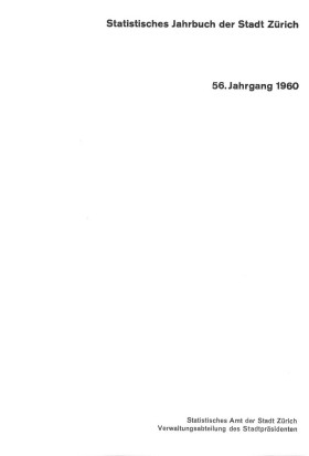 Statistisches Jahrbuch der Stadt Zürich 1960