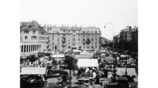 1930, Wochenmarkt an der Edisonstrasse in Oerlikon 