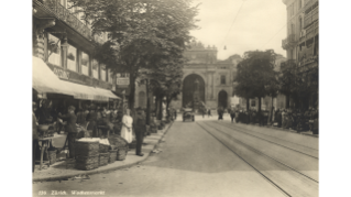 Um 1928, Wochenmarkt an der Bahnhofstrasse