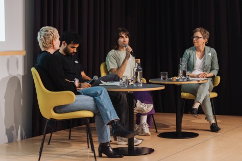 Tagung Männlichkeiten und Gewalt: Podium  mit Miriam Suter, Timo Jost und Kambez Nuri