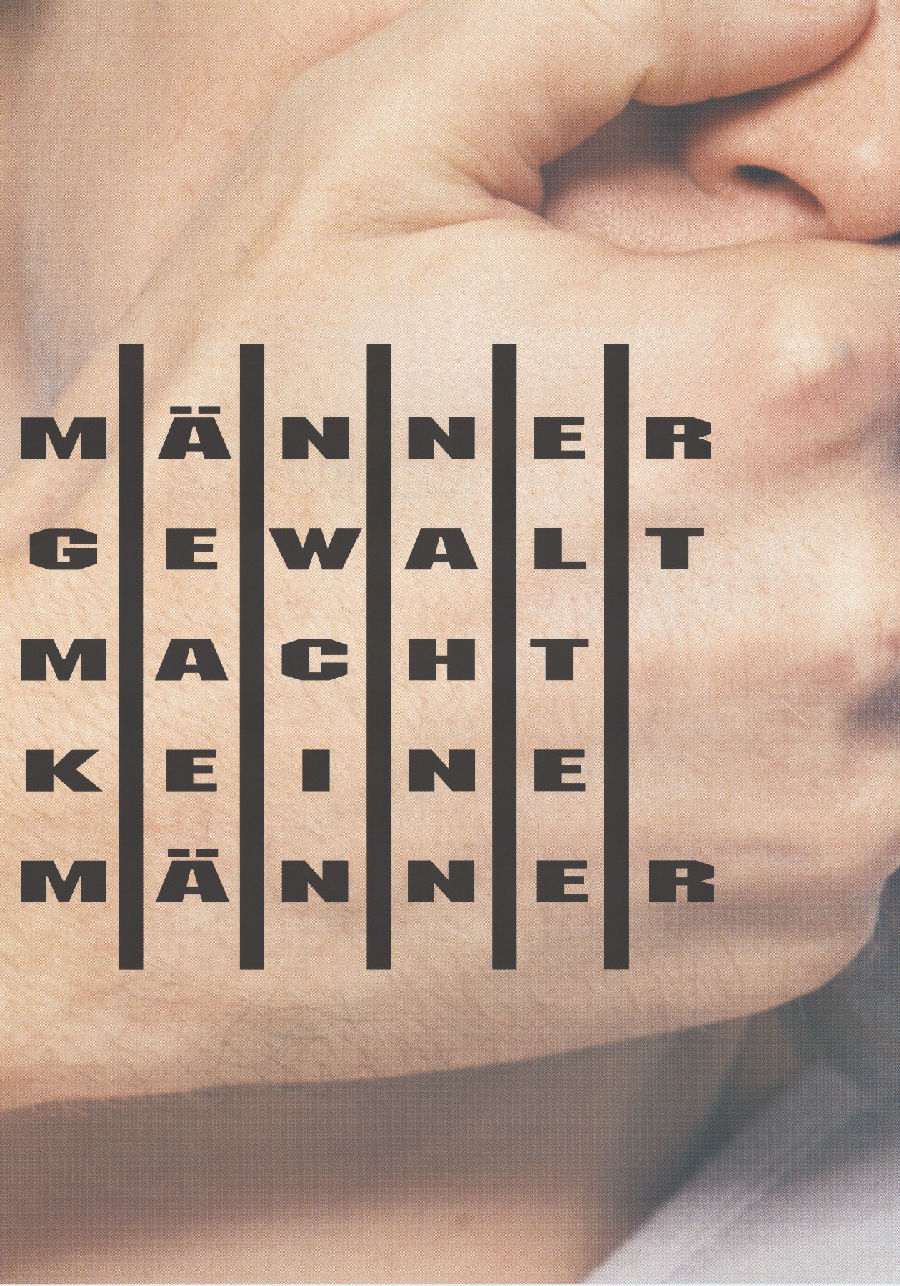Bild vom Plakat aus 1995, welches eine Hand vor einem Mund zeigt.