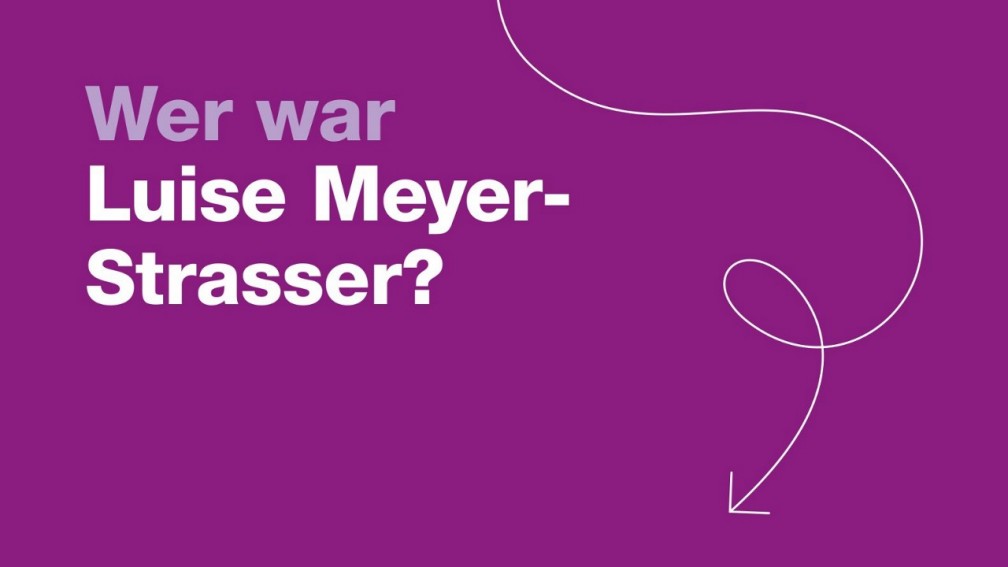 Vorschau des Videos über Luise Meyer-Strasser: Text auf violettem Hintergrund.