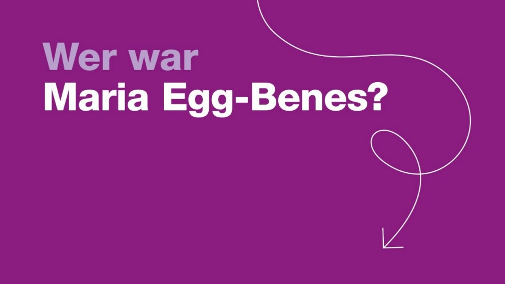 Vorschau des Videos über Marie Egg-Benes: Text auf violettem Hintergrund.