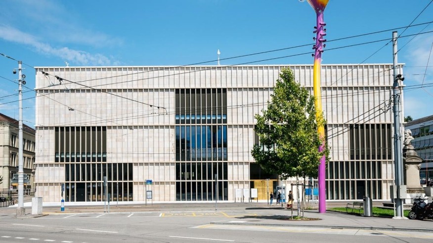 Im Bild der moderne Bau der Erweiterung des Kunsthauses 