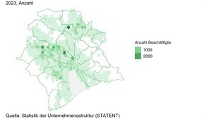 Eine Karte der Stadt Zürich zeigt, wie die Werkplatzbetriebe gemäss Text in der Stadt verteilt sind. 