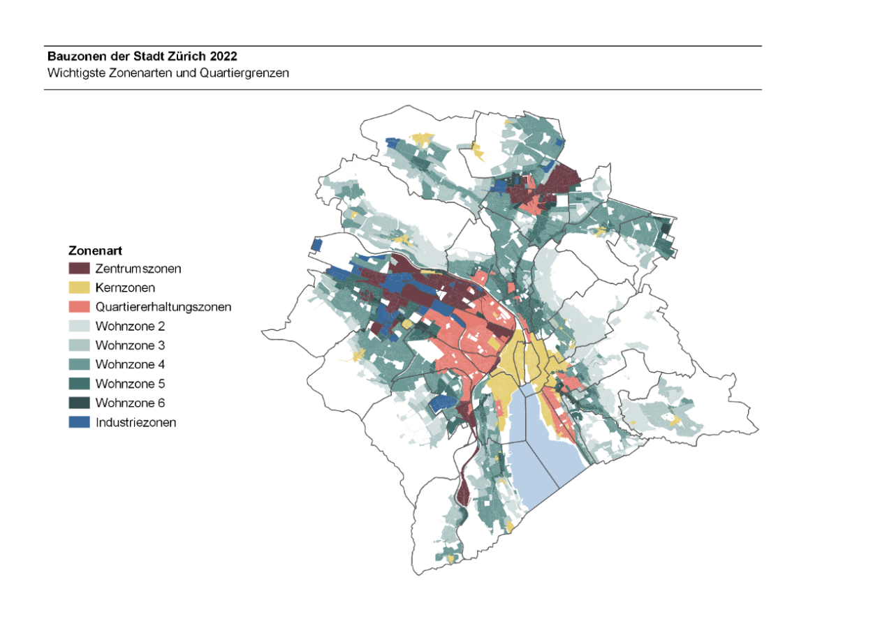 Bauzonen der Stadt Zürich 2022