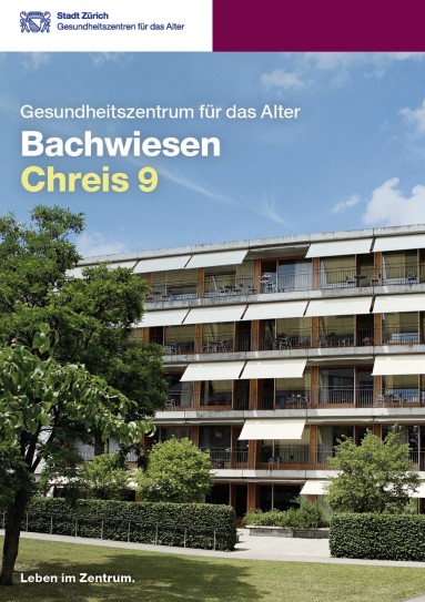 Broschüre des Gesundheitszentrums für das Alter Bachwiesen Cover der Broschüre