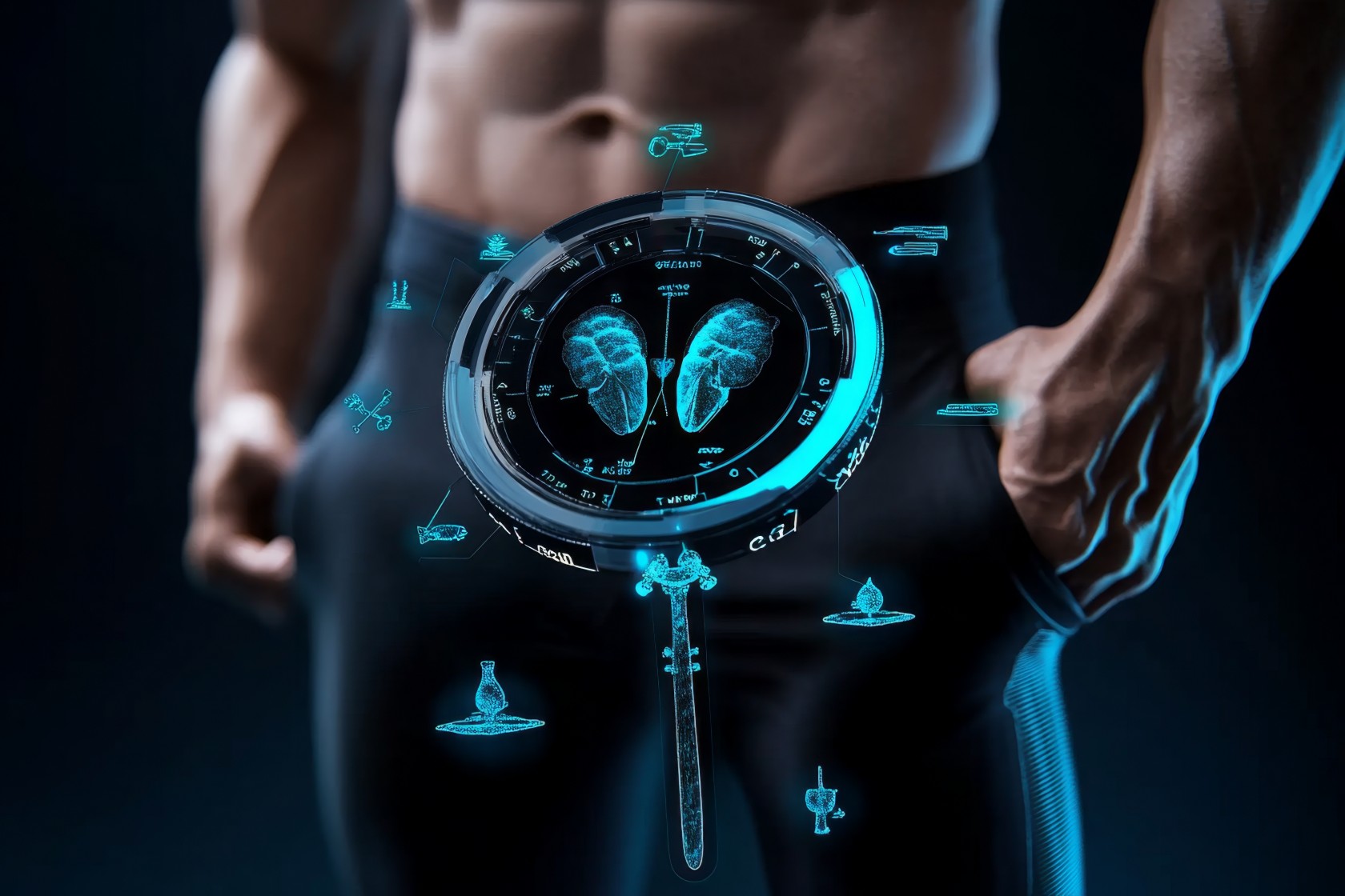 Symbolbild eine Lumpe welche den Unterenbereich des Mannes scannt