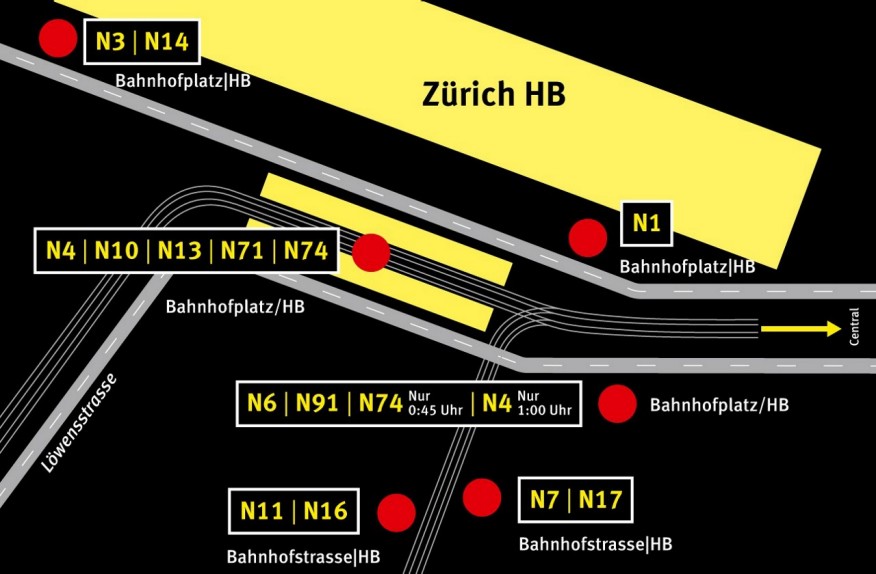 Nachtbusse am Hauptbahnhof