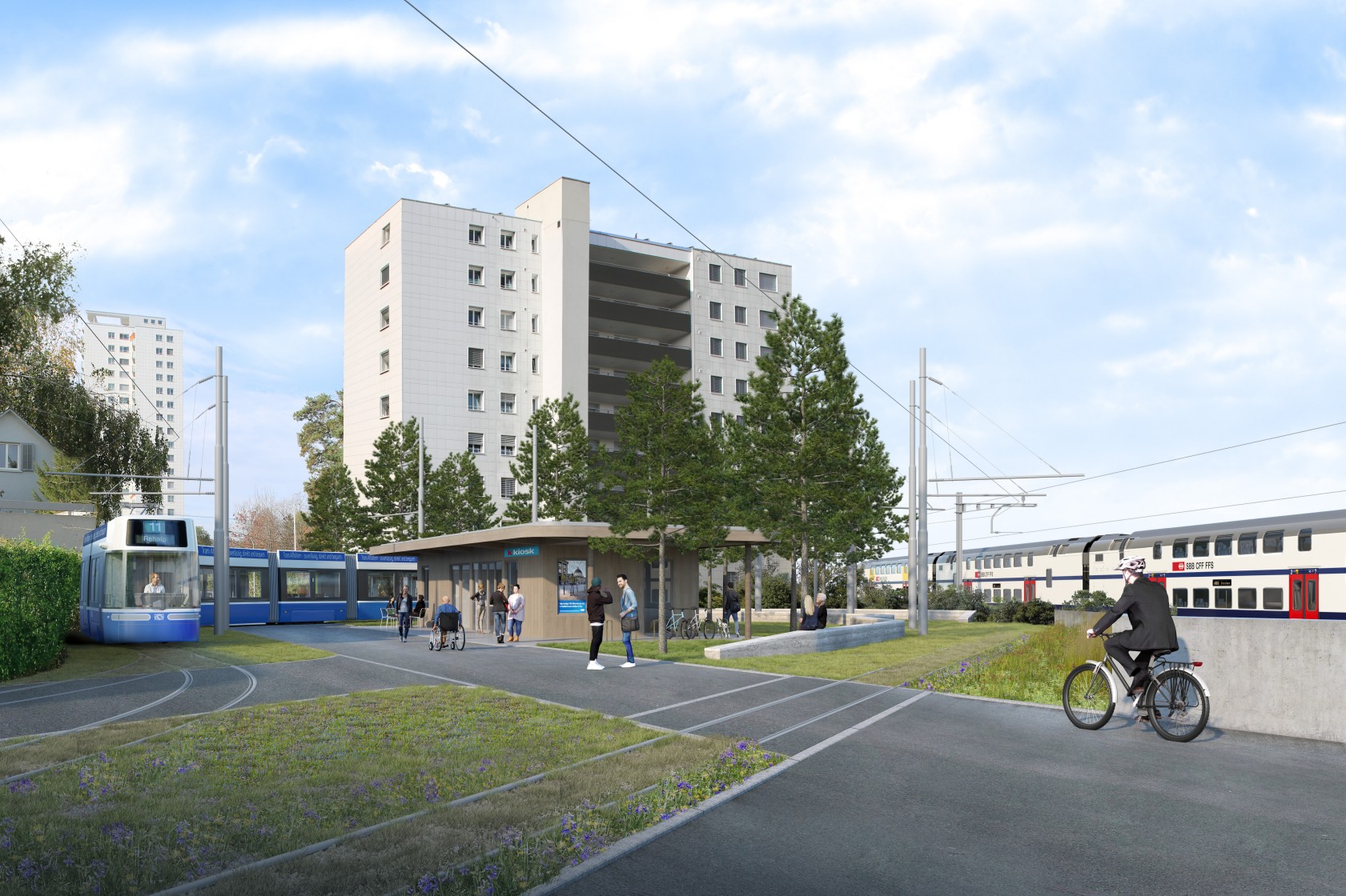 Tram Affoltern Visualisierung Haltestelle Holzerhurd