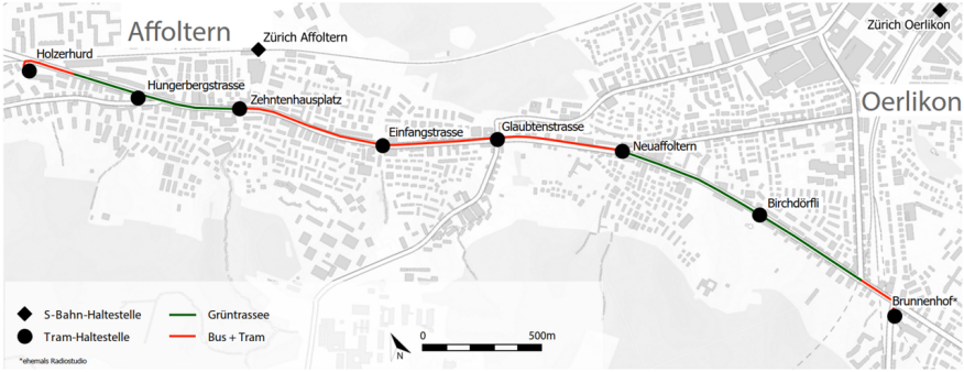 Linienführung Tram Affoltern