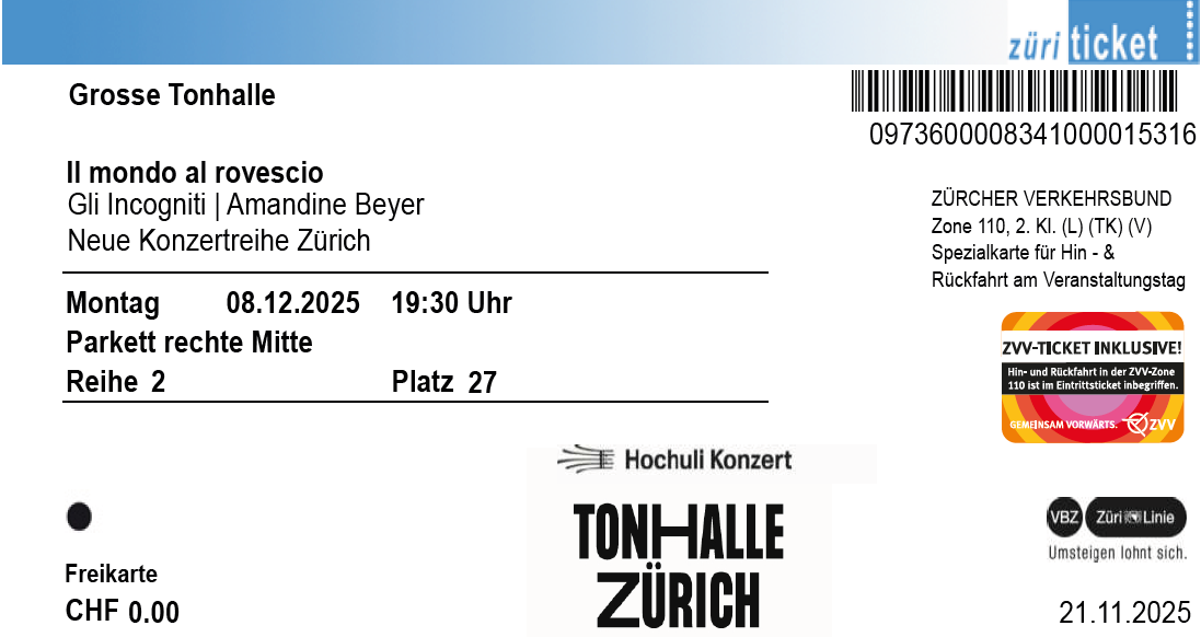 Musterticket Spezialkarte
