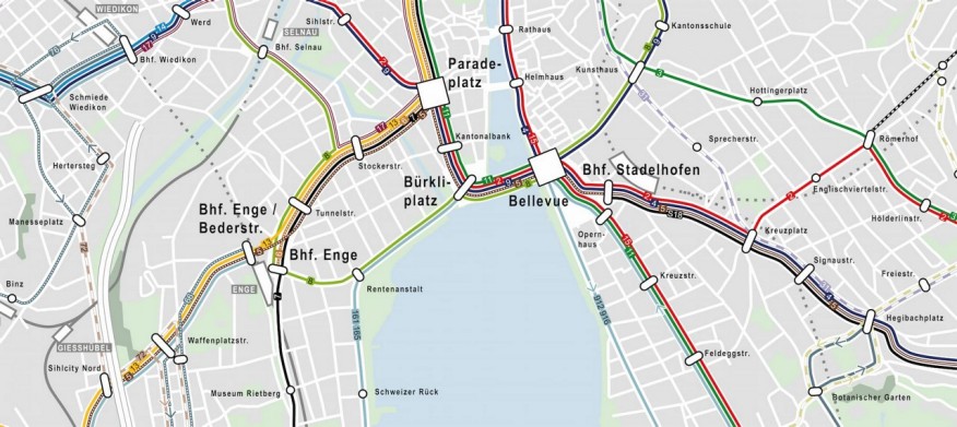 Map of the southern tram network