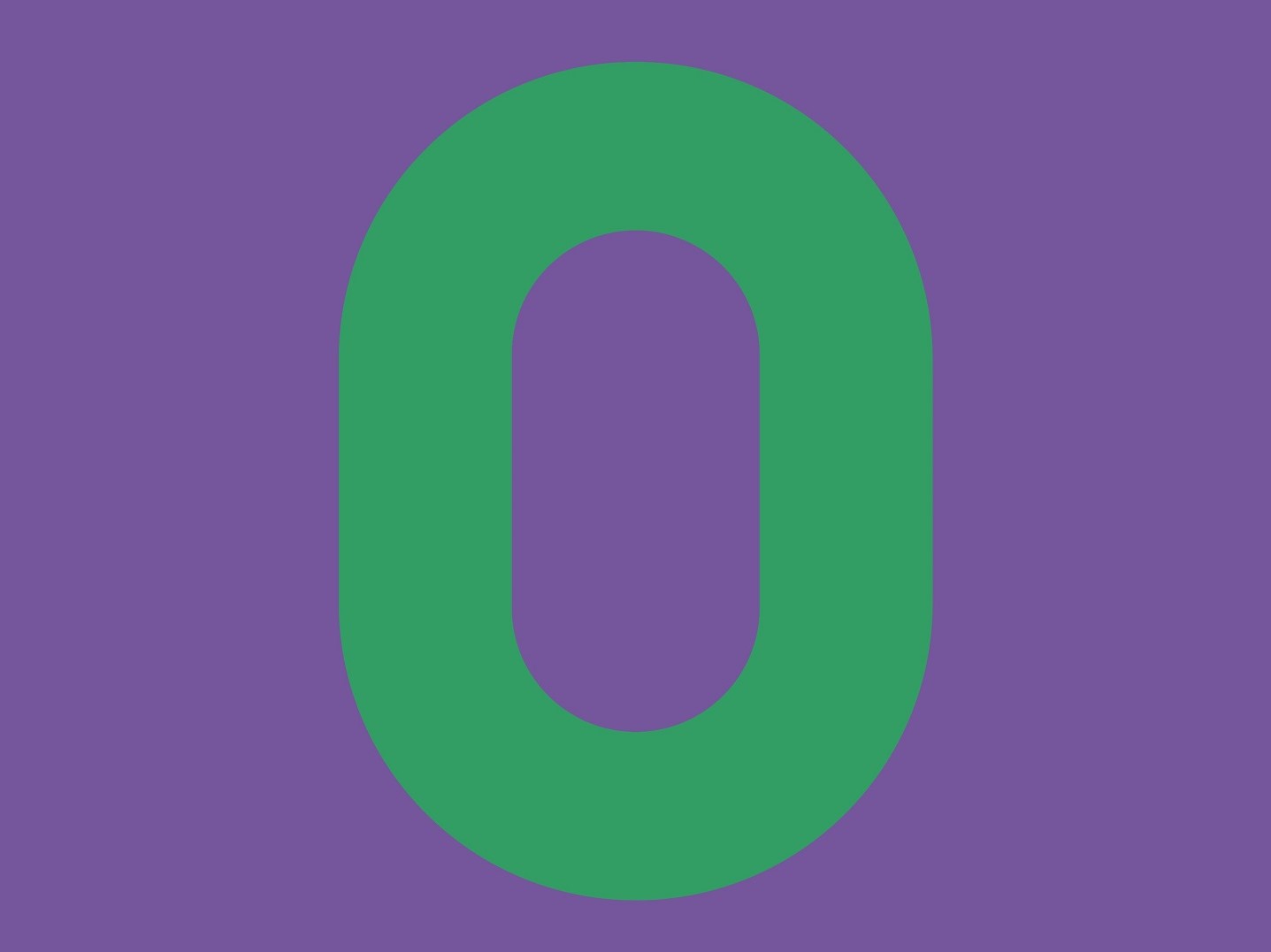 Grüne Null auf violettem Hintergrund