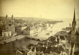 1870, Aussicht von St. Peter über die Limmat zum See