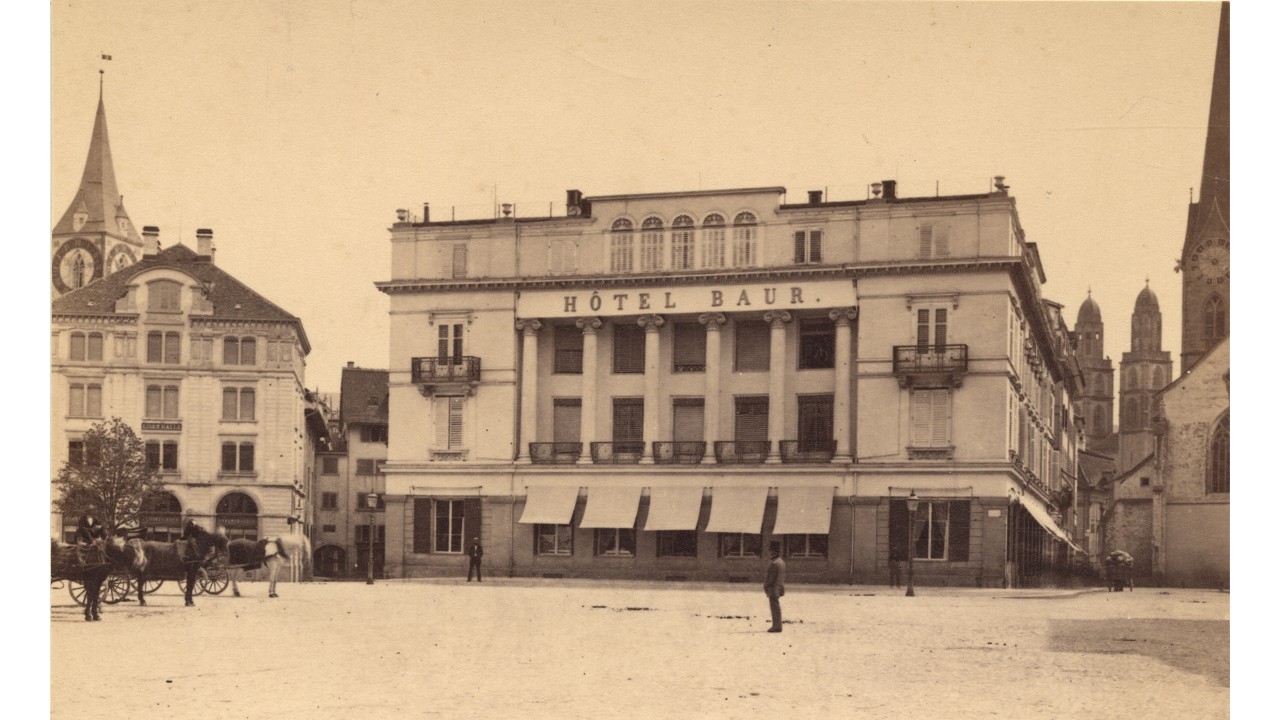 Um 1880, Hotel Baur en ville am Paradeplatz (heute Savoy Baur en Ville)