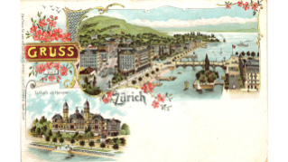 Um 1898, Postkarte mit Limmatquai und Tonhalle