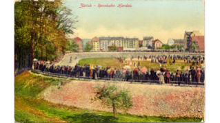 Um 1900, Postkarte der offenen Rennbahn Hardau