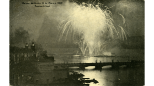 1912, Postkarte des Seenachtsfests während des Besuchs von Kaiser Wilhelm II 