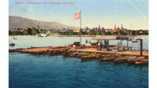 1913, Postkarte des Bootsverleihs am Utoquai
