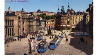 Postkarte des Bahnhofplatz' um 1920