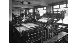 1944, Druckmaschine der Fabag A.G. Fachschriftenverlag & Buchdruckerei an der Morgartenstrasse 3 in Wiedikon