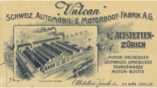 1906, Vulcan Automobil- & Motorboot-Fabrik A.G. in Altstetten