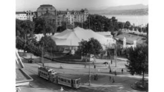 1947, Manège-Zelt des Zirkus Knie auf dem Sechseläutenplatz