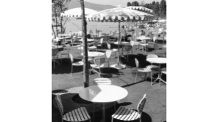 Um 1960, Restaurant im Strandbad Tiefenbrunnen
