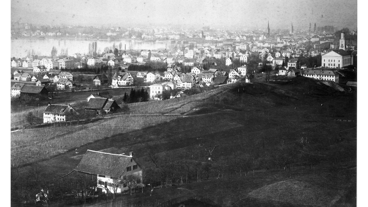 Um 1875, Riesbach im Hintergrund die Altstadt