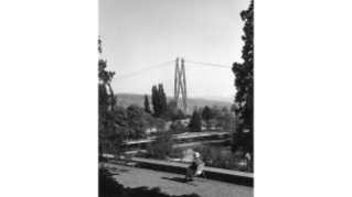 1966, Belvoirpark mit Seilbahnmast der Gartenbauausstellung von 1959 (wurde 1966 abgetragen)