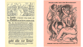 1919, Wahlaufrufe der Freisinnigen Partei (links) und der Demokratischen Partei (rechts).
