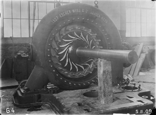V.G.c.161.:4.3.03176. Kraftwerk Sils, Albulawerk Sils, Turbinengehäuse mit Leit- und Laufrad (Francis-) von Escher Wyss (1909.02.05)