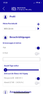 App Sauberes Zürich Profilansicht