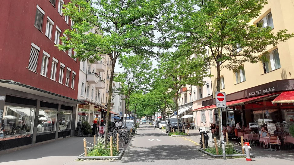 Das Bild zeigt die Baumallee in der Josefstrasse in Zürich.