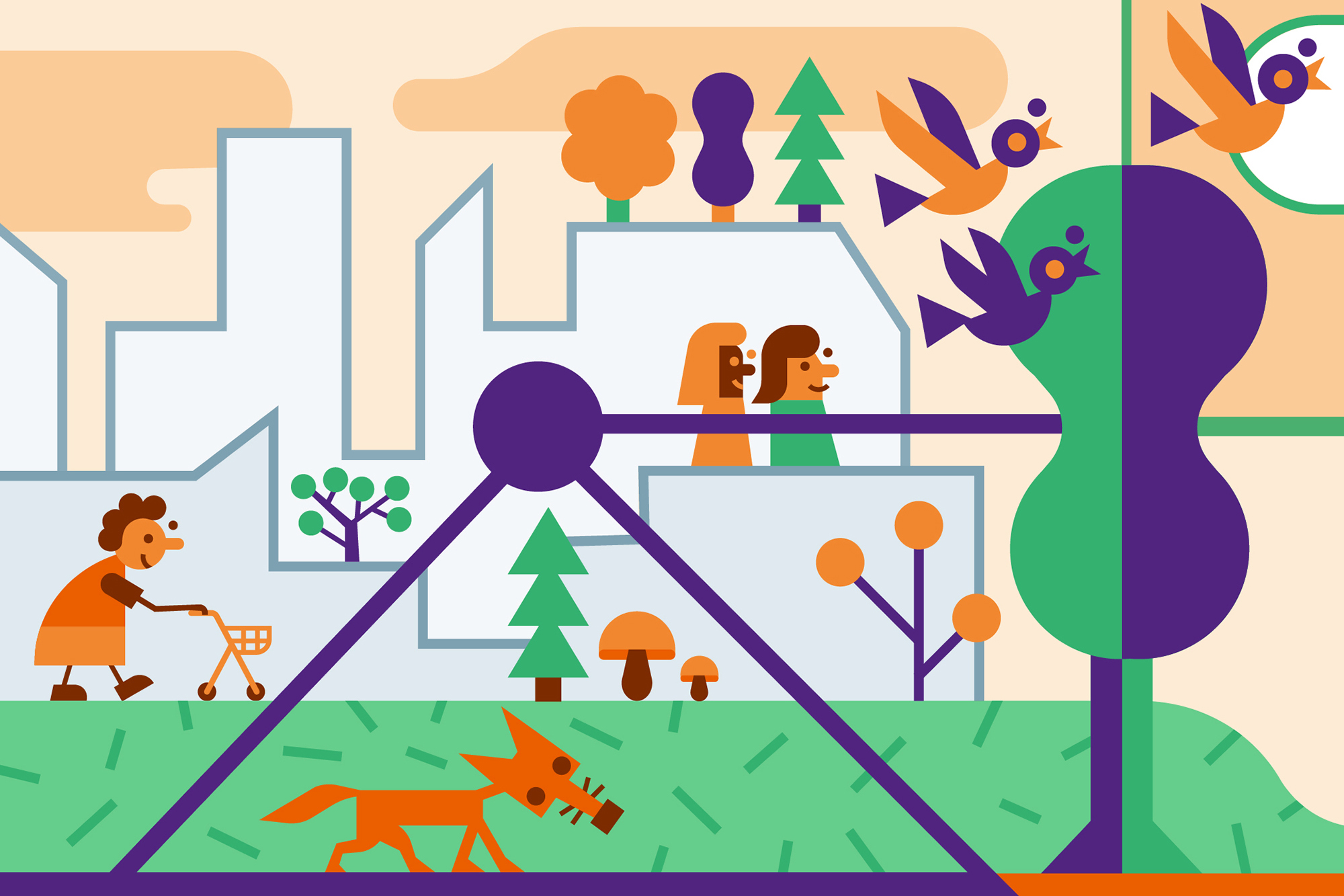 Vernetzte Stadtnatur Illustration