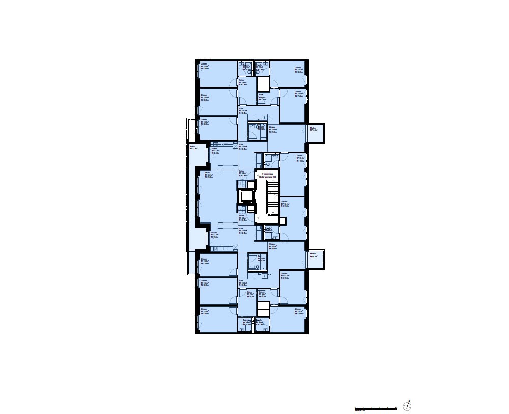 Grundriss der 15-Zimmer-Spezialwohnung in der Wohnsiedlung Leutschenbach
