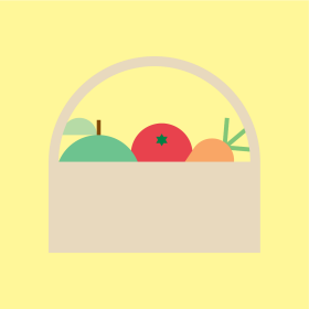 Einkaufskorb mit Früchten und Gemüse