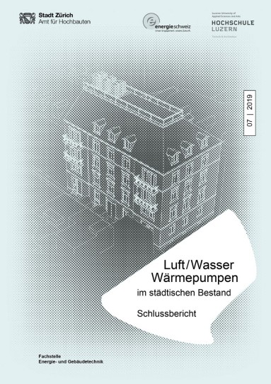 Titelseite mit Titel Luft/Wasser-Wärmepumpen im städtischen Bestand