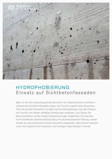 Titelblatt mit Titel Hydrophobierung - Einsatz auf Sichtbetonfassaden