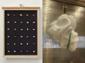 Variationen eines Kaugummis schaffen ein Memory in 3-D: «Der Dreh» von Markus Schwander, 2012, Polymer-Gips, lackiert – Bild eines Modells für den Lichthof.