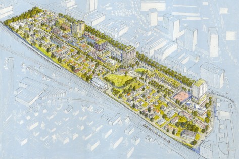 Stimmungsbild zur städtischen Planung Thurgauerstrasse (Darstellung: Matthias Gnehm) 