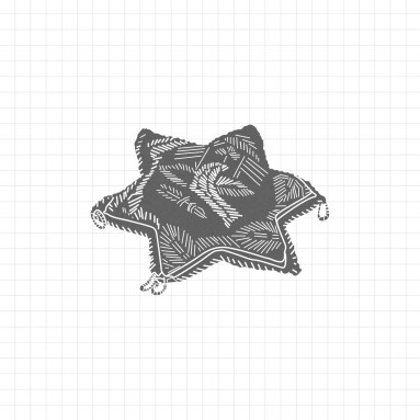 Bild: Illustration eines bestickten Kissens in Sternform