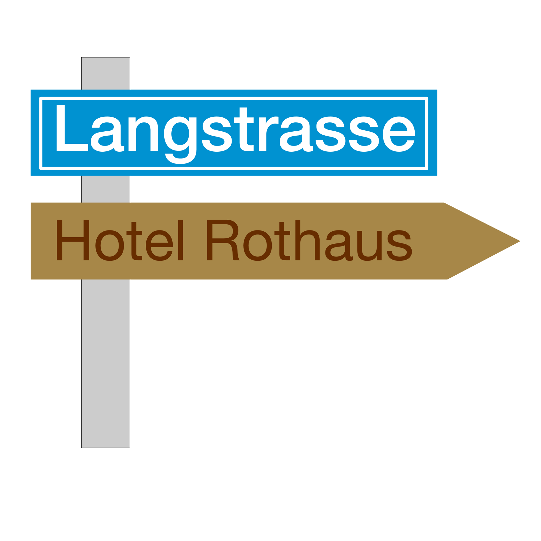 Befestigung am Standrohr am Anfang bzw. Ende einer Strasse sowie Kombination mit anderen Schildern Befestigung am Standrohr am Anfang bzw. Ende einer Strasse sowie Kombination mit anderen Schildern