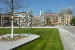 Blick über den neuen Quartierpark Schütze.