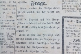 Inserat im Tagblatt der Stadt Zürich vom Samstag, 10. Dezember 1881