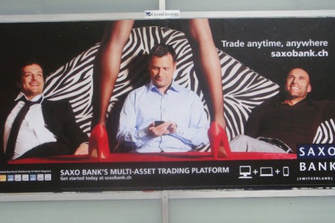 Saxo Bank, Plakat Hauptbahnhof Züirch, April 2009