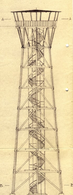 Plan des Loorenkopfturms 1954