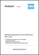 Deckblatt Bevölkerungsprognosen für die Stadt Zürich 2001-2025